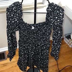 Black floral knee length dress